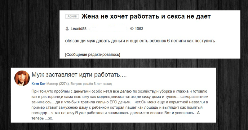 Жена не хочет работать: мужские и женские мнения с форумов (16 фото) Жена не хочет работать: мужские и женские мнения с форумов (16 фото)
