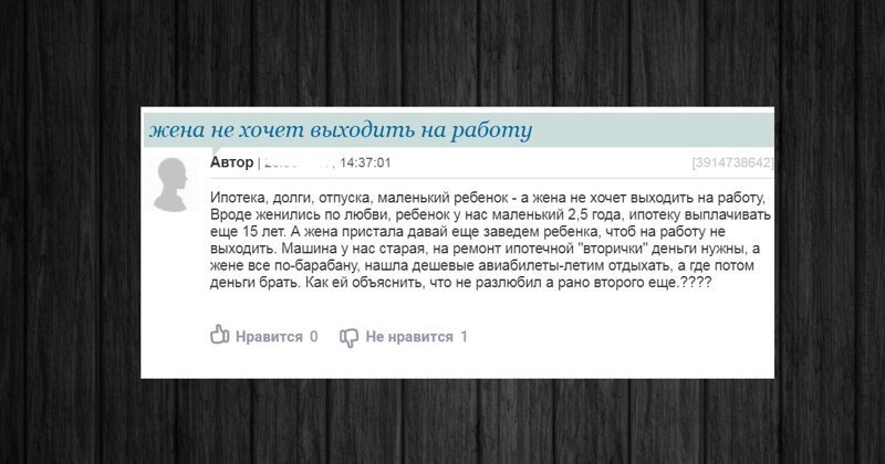 Жена не хочет работать: мужские и женские мнения с форумов (16 фото) Жена не хочет работать: мужские и женские мнения с форумов (16 фото)
