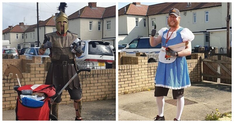 На радость жителям: британский почтальон облачается в смешные костюмы (17 фото) На радость жителям: британский почтальон облачается в смешные костюмы (17 фото)