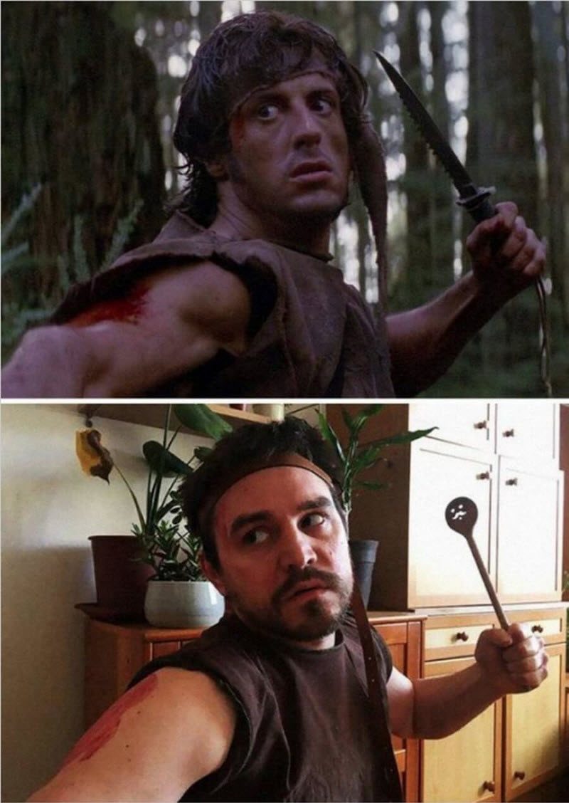 Пара из Венгрии не скучает на карантине с шедеврами кино  (21 фото)