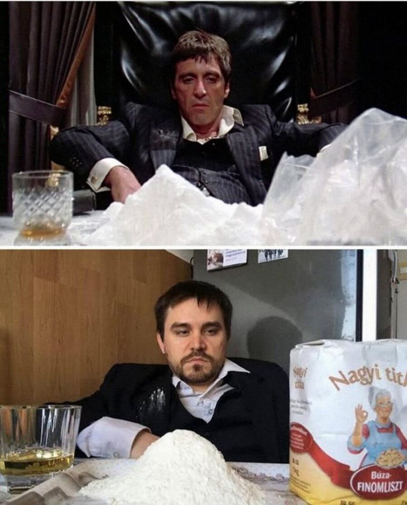 Пара из Венгрии не скучает на карантине с шедеврами кино  (21 фото)