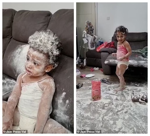 Я же только на минутку вышел! Отец трех дочерей упустил момент, когда они нашли пакет с мукой (8 фото + 1 видео)