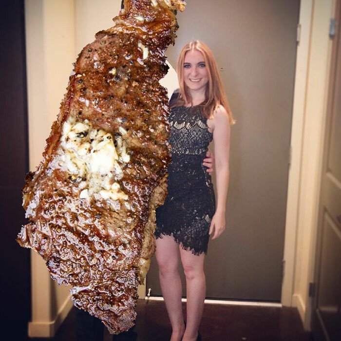 Вместо того, чтобы выбросить фотографии со своим бывшим, эта женщина просто накрыла его стейком (6 фото)