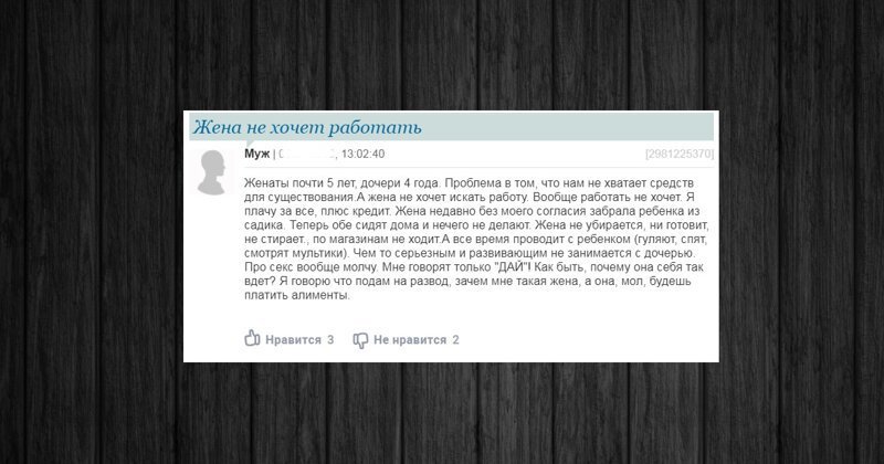 Жена не хочет работать: мужские и женские мнения с форумов (16 фото)