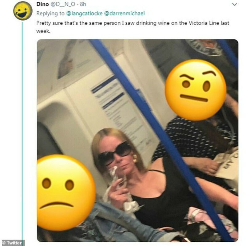 В метро Лондона заметили элегантную даму с бокалом (8 фото) В метро Лондона заметили элегантную даму с бокалом (8 фото)