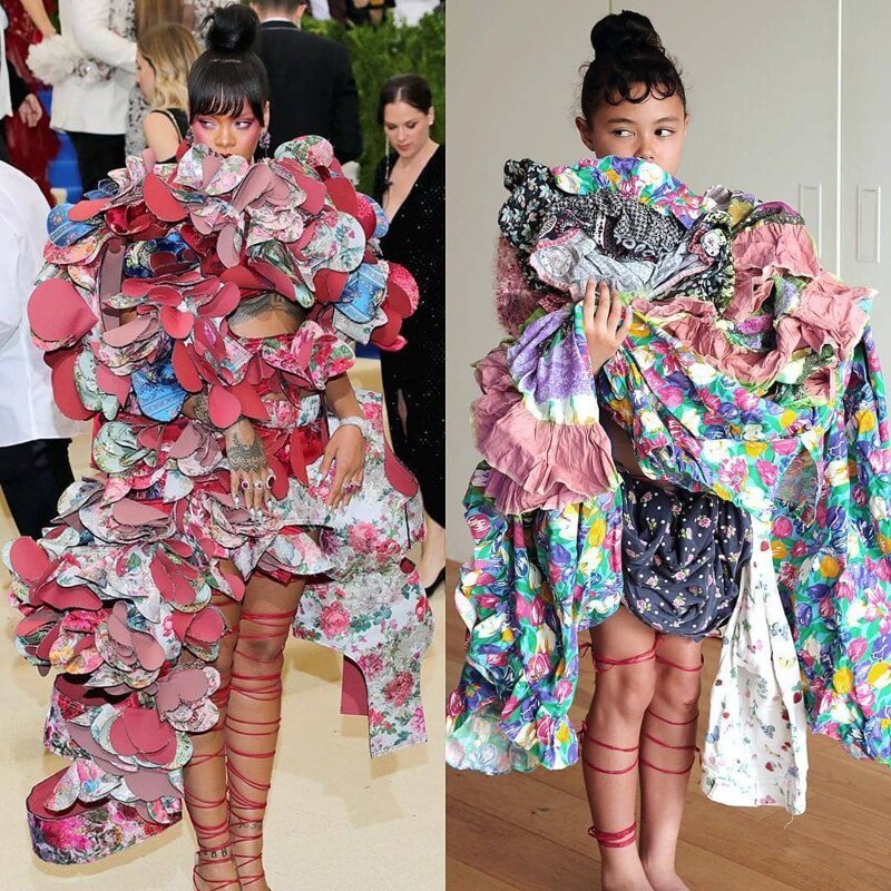 Малышка из Австралии копирует образы звёзд, создавая «дизайнерские» вещи из капусты, тёрки и скотча (23 фото)