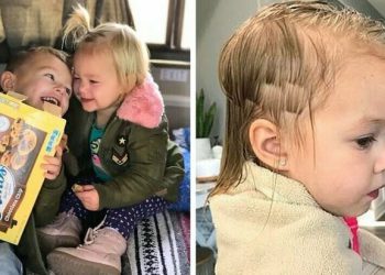 Трёхлетний мальчик подстриг младшую сестру, но она не в обиде (11 фото)
