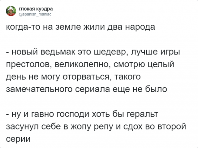 Пользователи Сети шутят про сериал «Ведьмак» (13 фото + видео)